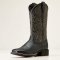 Ariat Round Up Remuda Wide Square Toe Womens Western Boot - Black Deertan