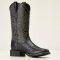 Ariat Round Up Remuda Wide Square Toe Womens Western Boot - Black Deertan