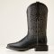 Ariat Round Up Remuda Wide Square Toe Womens Western Boot - Black Deertan