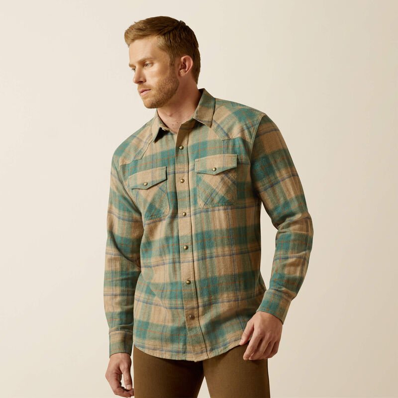 Ariat Mens Huxlee Retro Fit Western Shirt - Deep Teal