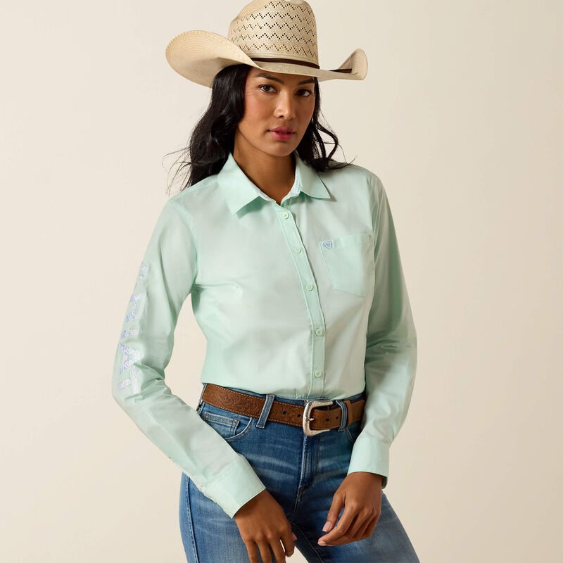 Ariat Ladies Team Kirby Western Shirt - Dusty Aqua