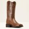  Ariat Round Up Remuda Wide Square Toe Womens Western Boot - Aged Tan