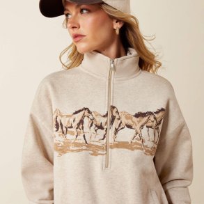 Ariat Running Wild 1/2 Zip Sweatshirt - Oatmeal Heather