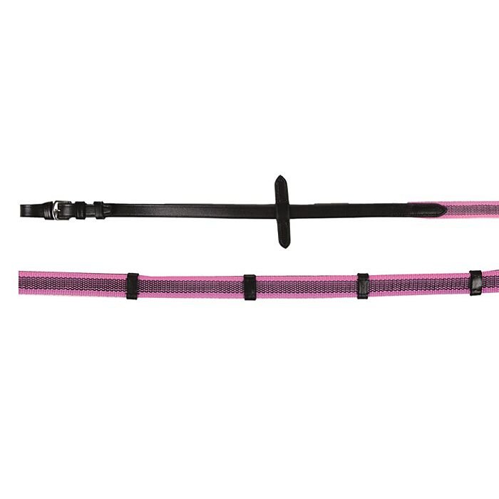 HKM Farvet Super Grip t�jle med stopper - Sort/Pink