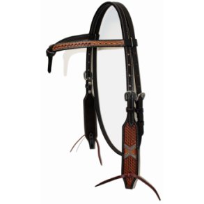 EE Tack Western trense med pandeb�nd og fletm�nster