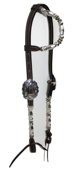 EE Tack One Ear western trense med s�lv, m�rkbrun