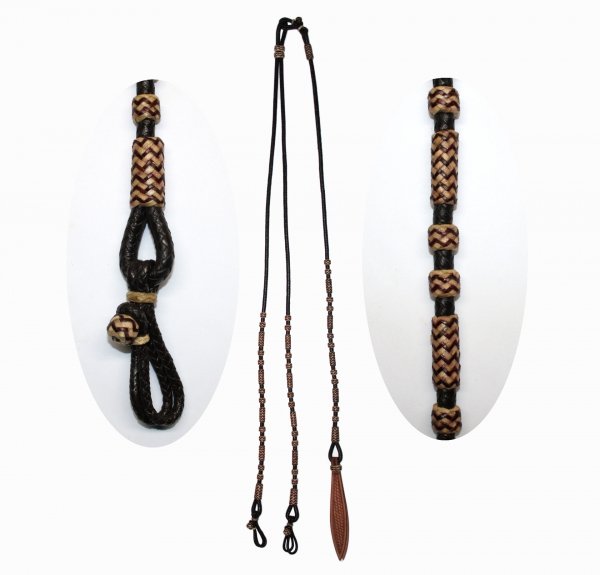 Romal Reins - Rawhide - Brown with Natural Completing & Brown Waves