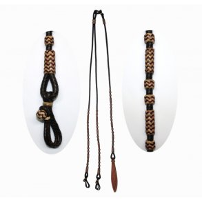 Romal Reins - Rawhide - Brown with Natural Completing & Brown Waves