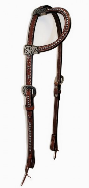 EE Tack One Ear western trense med nitter, mellem brun