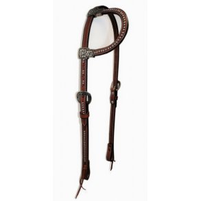 EE Tack One Ear western trense med nitter, mellem brun
