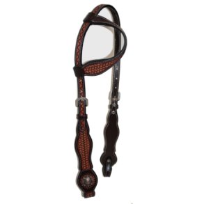 EE Tack - one ear showtrense med fletstruktur og conchoes