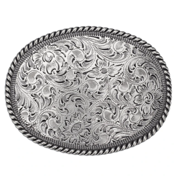 Western Belt buckle AE Oval Barbwire