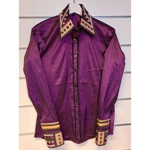 Designer showbluse med lynls str Medium