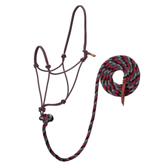 ECOLUXE Rope Halter w/ Lead Charcoal/Indigo/Dark Red