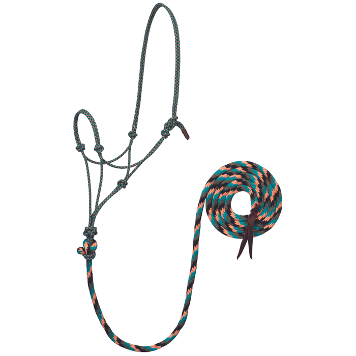 ECOLUXE Rope Halter w/ Lead Black/Charcoal/Turquoise/Cantaloupe