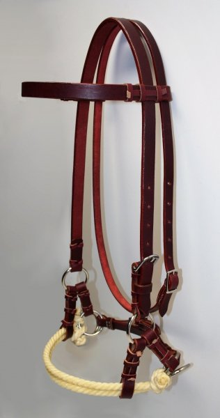 Side Pull - Latigo Leather - Double Rope Noseband - AE137