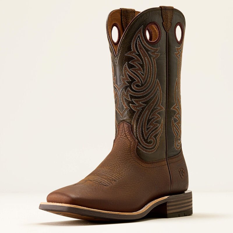 Ariat Highland Toughstock Wide square Toe, Brown Oiled Rowdy / Timer Olive