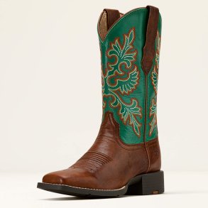 Ariat Round Up Wide Square Toe Stretchfit Woman, Arizona Brown/Aged Jade