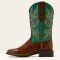 Ariat Round Up Wide Square Toe Stretchfit Woman, Arizona Brown/Aged Jade