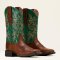 Ariat Round Up Wide Square Toe Stretchfit Woman, Arizona Brown/Aged Jade