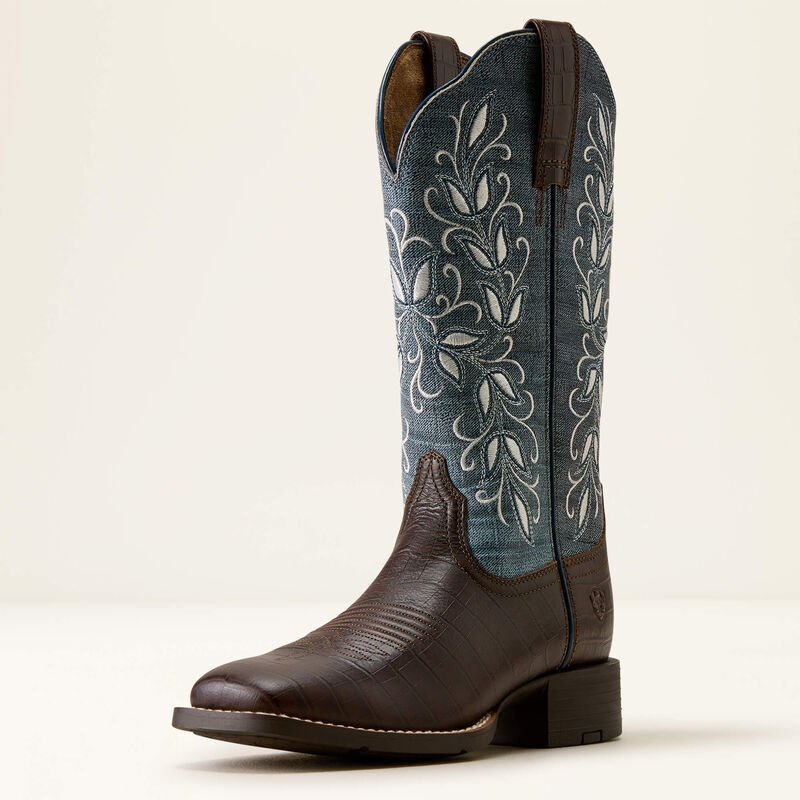 Ariat Round Up holly Denim / Croc Print