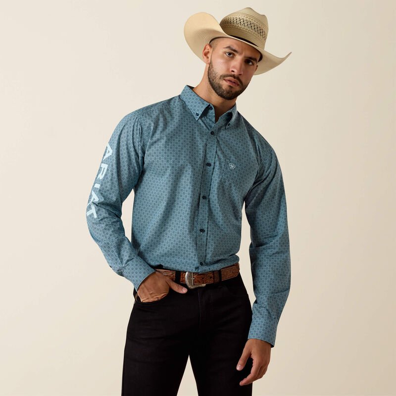 Ariat Team Jansen Fitted Men�s shirt, navy/light blue