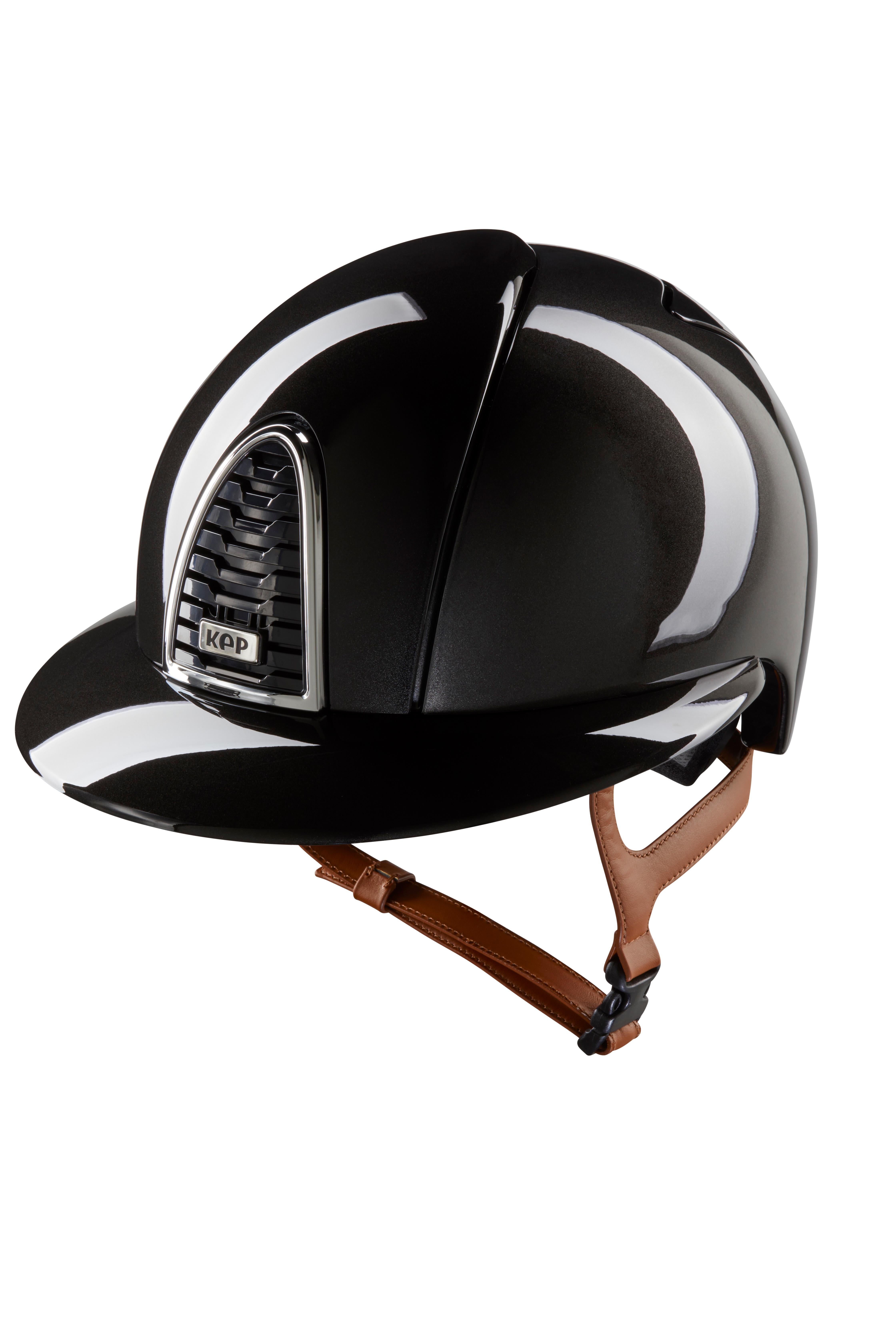 KEP Italia New Cromo 2,0 shine black polo visor, beige strap