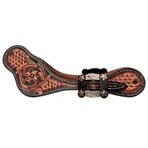 RAW TACK Spur Strap w/ Tooling & Flower Buckle 