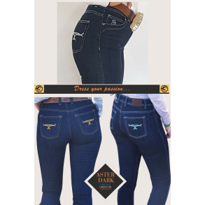  Rawhide slim fit Aster dame jeans med gyldne syninger