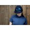 OneK Avanc Glossy Embroidery top crome pipe, navy ridehjelm