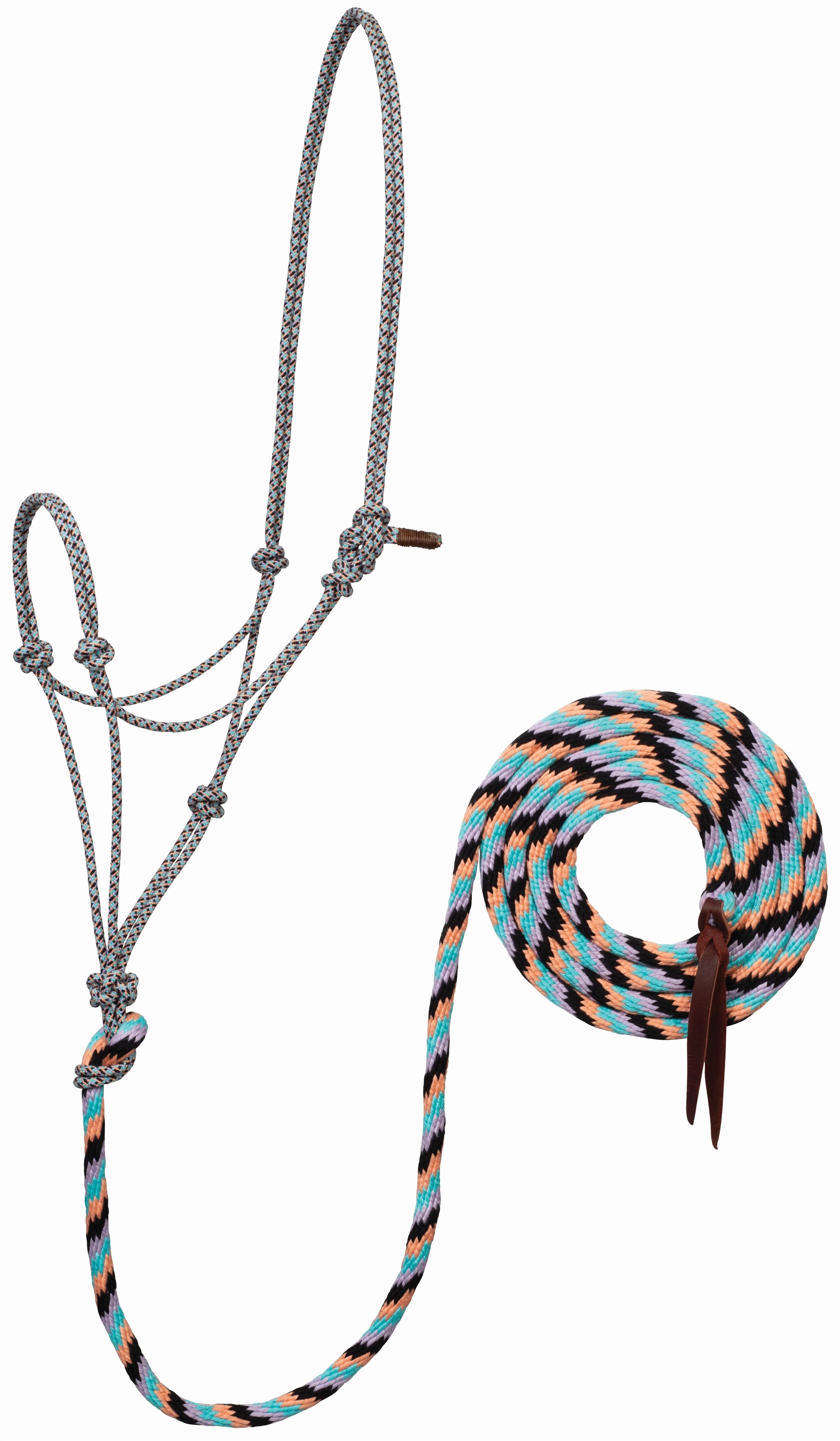 ECOLUXE Rope Halter w/ Lead Black/Radiance/Cantaloupe/Lilac