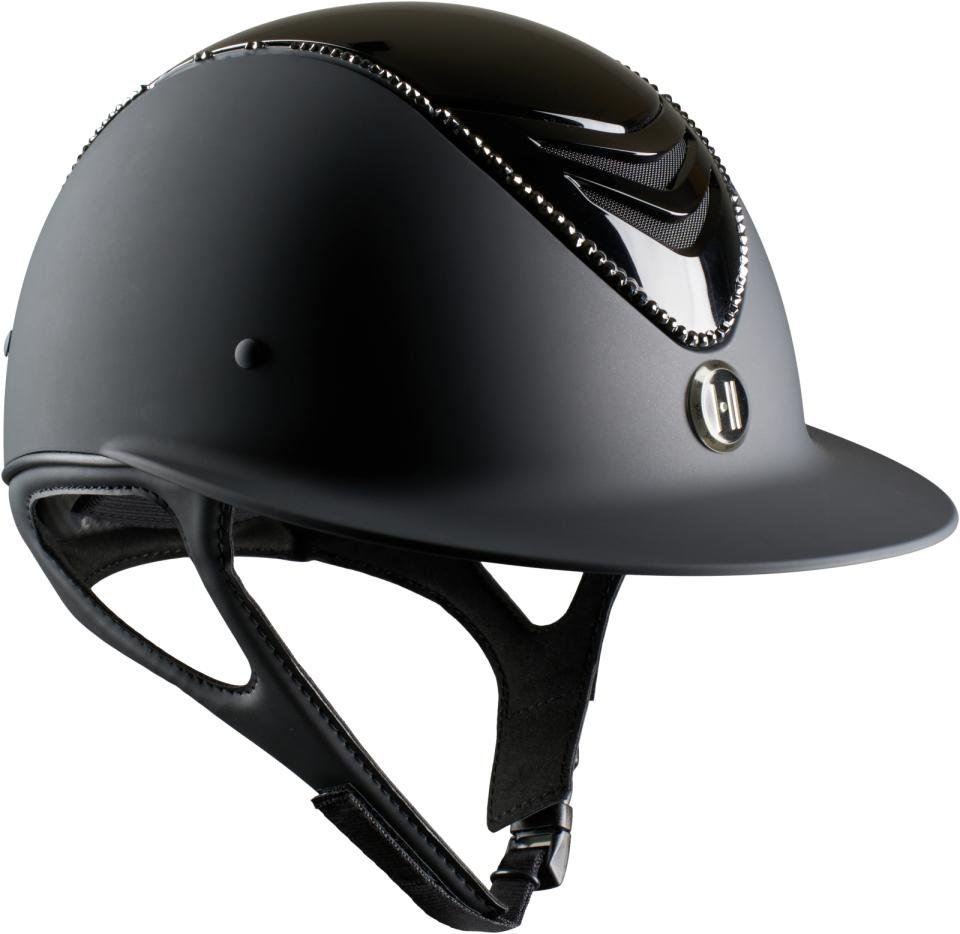 OneK Avanc Lux Mat, glossy top, black swarovski pipe, sort ridehjelm