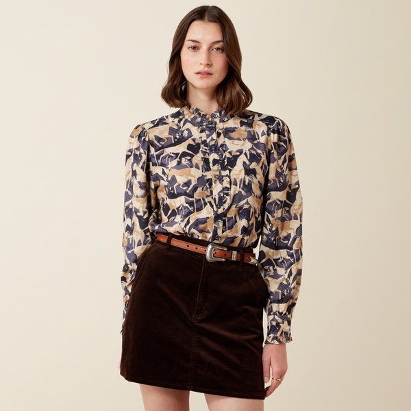 Ariat Cricklade Dame Bluse i Navy Coinside Print