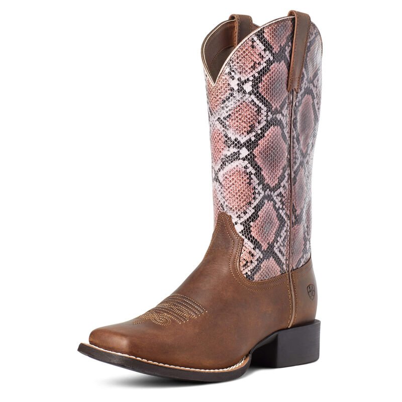 Ariat Round up wide square toe tan