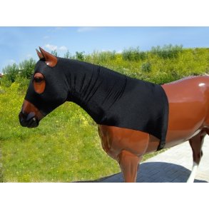 Hood af strækstof i sort med lynlås