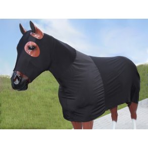 Heldragt i sort stræk stof med lynlås