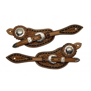 Spore remme #30 – US Leather - Two Tone - Dots - Mønstret Buckle Set & Conchos