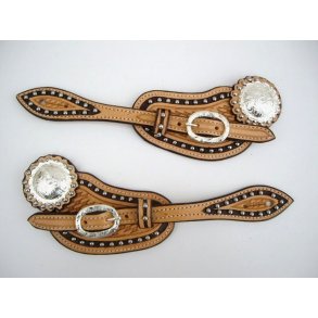 Spore remme #31 – US Leather - Two Tone - Dots -Mønstret Buckle Set & Conchos
