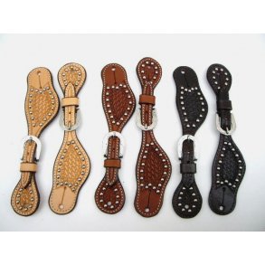 Spore remme #34  US Leather - Basket Tooling - Dots - Stainless Steel Buckle