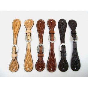 Spore remme #35 – US Leather - 3 Farver - Basket Tooling - Stainless Steel Buckle