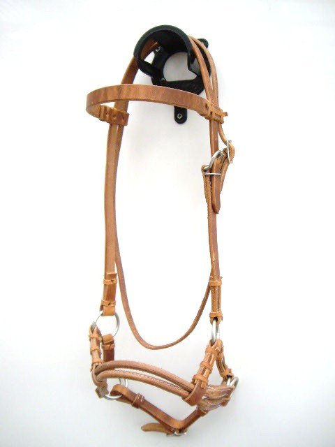 Side Pull - DOUBLE ROUND LEATHER NOSEBAND - Harness Sidepull