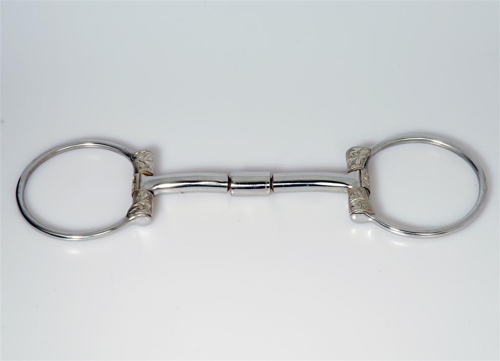 B. Allen D-Ring Snaffle Bit - St. Steel with silver - Show - 5 '' or 5,5 ''