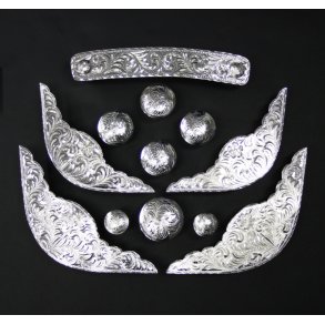 12 Piece Sølv beslag til sadel