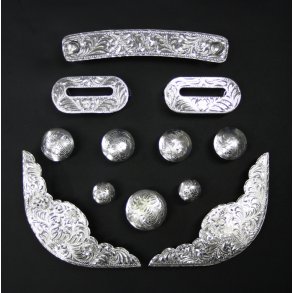 12 Piece Sølv beslag til sadel