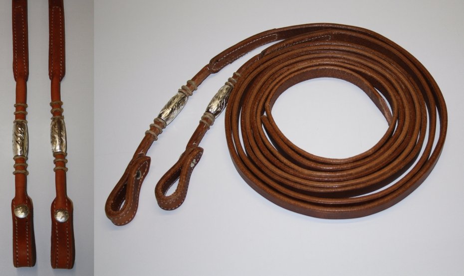 EE Tack - Harness Tøjle - 5/8 '' - Round End's - Silver Pipe's / Rawhide