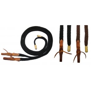 Poly Reins - FLAT BRAIDED - læder i enden