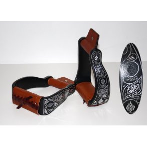 Alu stigbøjle sort med gravering og bøjet